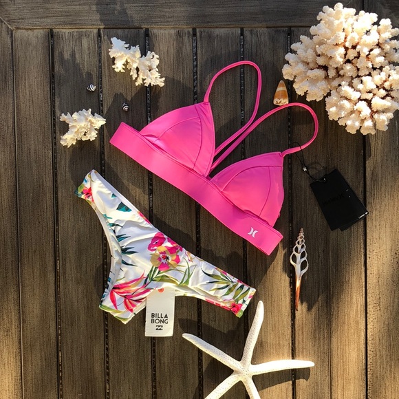 🌴🔆HURLEY- BILLABONG QUICK DRY ISKAND HOP BIKINI - Picture 2 of 12